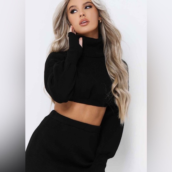 Zara Black Knitted Mini Skirt Co-ord - Picture 3 of 5